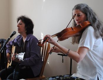 Sharleen performing with Gina Tlamsa at Rumors for Peace benefit concert for Garden State Equality in Stirling, New Jersey on February 19, 2012 (two days after Marriage Equality Bill passed NJ Legislature). Photo by Maureen Sheridan, Stone Soup NJ