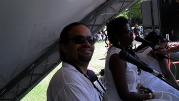 On the gospel stage in Canada with Linda Tillery and the Cultural Heritage Choir 2011, about to rap, on the gospel stage!