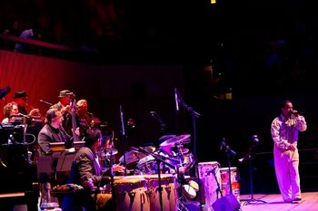 With John Santos and Sextet, Jerry Medina, Sandra Garcia Rivera and Orlando Torriente at SF Jazz Center. Photo courtesy of Tom Ehrlich.