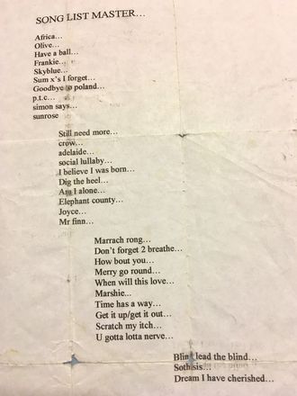 A set list...