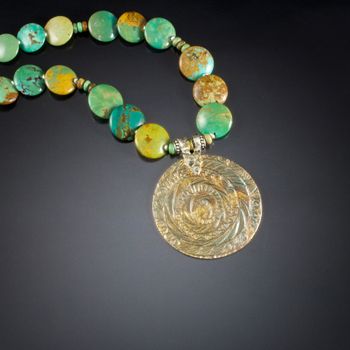 Spiral Walkways - original art work in bronze with turquoise. McKenzie's Jewelry by Nancy Koehler. SOLD