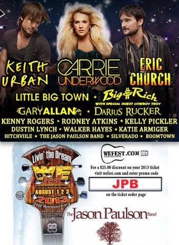 Visit www.wefest.com and enter promo code JPB on the ticket page and save $25.00.