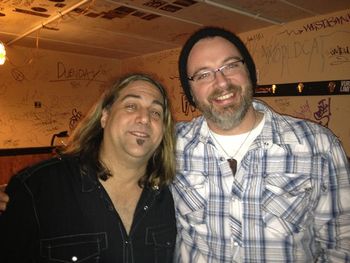 Jason hanging out with Kevin McCreery, the Lead Guitarist for Uncle Kracker, after opening for Uncle Kracker in Minneapolis