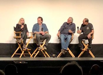 "Re-Animator" post-screening panel # The Montalban Theatre LtoR: Barbara Crampton, Richard Band, Brian Yuzna, and Daniel Schweiger.
