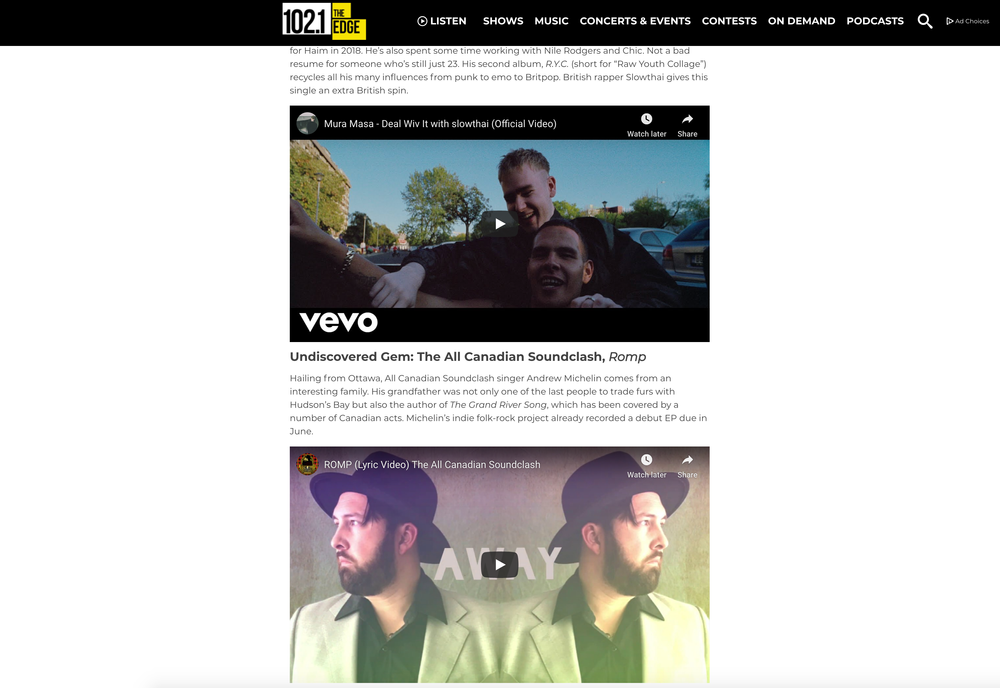 Alan Cross' weekly music picks: A little '90s flavour in February - From Toronto's alternative radio station 102.1 The Edge website and Global News website. - February 7, 2020