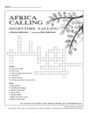 Africa Calling crossword puzzle worksheet