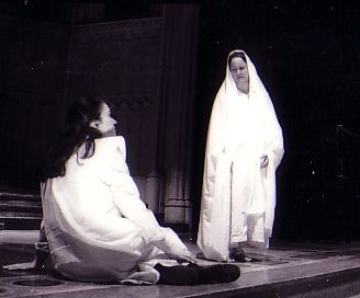 Evangelist and Mary Virginia Lowery (as the Evangelist) and Geraldine Bartlett (as Mary) in the 2000 Gad's Hill production of Christopher Cartmill's THE PASSION