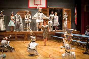 Aphra Behn's THE EMPEROR OF THE MOON directed by Christopher Cartmill (All is Revealed) Mason Gross School of the Arts with costumes by Taylor Pico, set by Bo Ra Kwan, lights by Nate Morgan (Ensemble) photo by Matt Pilsner.