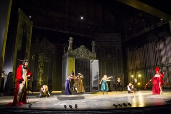 Christopher Cartmill's production of Goethe's Faust — You Put a Spell on Me Goethe's FAUST directed by Christopher Cartmill, set design by Bo Ra Kwan, costumes by Sarah Zinn and lighting design by Catherine Cusick — pictured, the ensemble — photo by Matt Pilsner