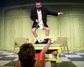 All Afire Tim Monsion (as Tartuffe), Ken Bolden (as Orgon) and Kathleen O'Grady (as Elmire) in 2004 Gad's Hill of Christopher Cartmill's translation of Molière's TARTUFFE