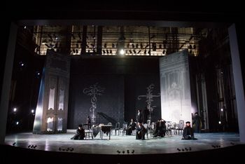 Christopher Cartmill's production of Goethe's Faust — Multiple Fausts Goethe's FAUST directed by Christopher Cartmill, set design by Bo Ra Kwan, costumes by Sarah Zinn and lighting design by Catherine Cusick — pictured Faust Ensemble, photo by Matt Pilsner