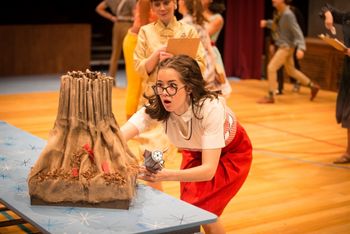 Aphra Behn's THE EMPEROR OF THE MOON directed by Christopher Cartmill (The Science Fair) Mason Gross School of the Arts with costumes by Taylor Pico, set by Bo Ra Kwan, lights by Nate Morgan (Carmen Berkeley as the Genius) photo by Matt Pilsner.