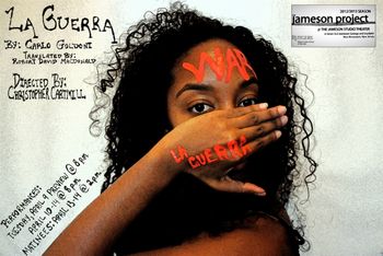 Poster (Leale DeVerges) Christopher Cartmill directs Goldoni's LA GUERRA at Mason Gross School of the Arts (photo by Allegra Heart)
