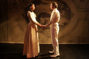 George Sand's GABRIEL — Gabrielle and Gabriel —Nicole King and Brandon Fox. Christopher Cartmill (director), Maximo Grano de Oro (lighting design), Sophie Philips-Roberst (costume design), Dave Mortelito (set design) photo by Allegra Heart