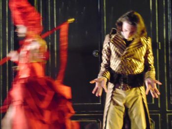 Christopher Cartmill's production of Goethe's Faust — Transformation of Faust Goethe's FAUST directed by Christopher Cartmill, set design by Bo Ra Kwan, costumes by Sarah Zinn and lighting design by Catherine Cusick — pictured Faust (Graham Poore) and Witch (Matt Petrocelli) photo by Christopher Cartmill
