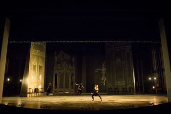 Christopher Cartmill's production of Goethe's Faust — Into the Witch's Kitchen Goethe's FAUST directed by Christopher Cartmill, set design by Bo Ra Kwan, costumes by Sarah Zinn and lighting design by Catherine Cusick — pictured the Fox (Ashley Baker) photo by Matt Pilsner