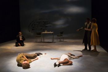 Christopher Cartmill's production of Schiller's LOVE AND INTRIGUE (Death) Mason Gross School of the Arts production with set by Matthew Crane, lights by Jason Flamos and costumes by Christianne Bakewell (John Keller, Carter Bellaimey, Leale Deverges, David Pegram and Nicole Spinnler) photo by Matt Pilsner.