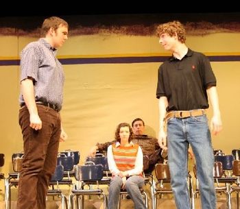 Grant Convey (as Jude Zazloff), Billie Gallagher (as Kahley Daschel), Sam Voelker (as Greg Tollefson Christopher Cartmill's THE CHOIR (February 2009), a play commissioned for the Jennifer L. Dorsey-Howley Performing Arts at Lincoln Southeast High School