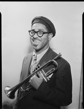 Bmakin Film's JazzTown features photos by famous jazz photographer William P Gottlieb. Here is Dizzy Gillespie in 1947.