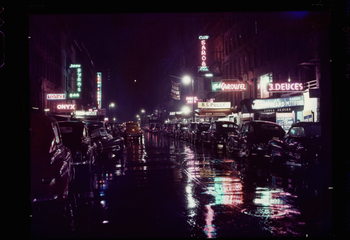 Bmakin Film's JazzTown features photos by famous jazz photographer William P Gottlieb. Here is 52nd Street, NYC.