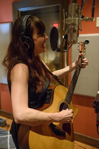 Lauren on a Telefunken U48 Tracking The Psychedelics record at Mobile, Al's Dauphin St. Sound. Photo Tom Dellinger