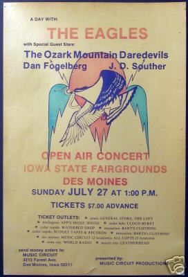 OMD_w_Eagles_DesMoines_1975 Iowa at the end of July was "hot", too hot to hang around to watch the Eagle