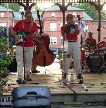 FBJB_2_Naug1 The Funky Butt Jazz band on Naugatuck Green with Pierce, Tony Pasqualoni, Fred Vigorito, Noel Kaletsky, and John Rispoli