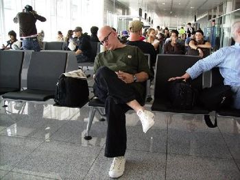 Tired yet again!! Here you're witnessing the net result of a night with no sleep followed by a 5AM lobby call, flight from San Sebastian, Spain to Munich & having the flight home delayed - Munich Airport