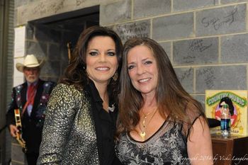 August 3, 2014. Bristol, TN. Martina McBride and Carlene backstage at the Paramount Center for the Arts taping the Mountain Stage radio show. Doyle Lawson on the left!