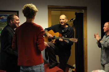 Backstage at Franklin Park Arts Center, Purcellville, Va., before release show for "Another Storyline", Nov. 11, 2011
