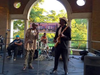 WSideFest_2016_9_1 Killer Ray and Larry Taylor Larry sings his butt off with Doug on bass, Killer Ray Allison on guitar, Sept. 1 2016 in Columbus Park for West Side Blues Fest.