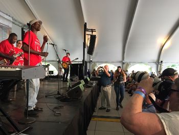 Chi BluesFestTaylors 2017_Larry_sing_Eddie Jr Larry sings at tribute to Eddie Taylor Sr., with brother Eddie Taylor Jr. Chi Fest 2017