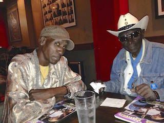 Bobby_Too_TuffLarry_9_2014SMALL1 Larry Taylor with Maxwell Street veteran Bobby Too Tuff, 2014 at Lori Lewis blues jam
