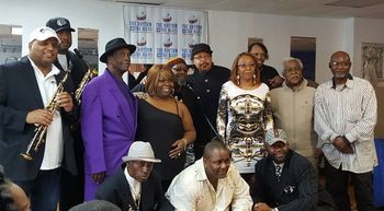 MusicianGroup_VBruner_photo1 Musicians W. Side group at April 3, 2016 TRTB Fundraiser. Back ro From left: Ike Carothers and Theron Hawk on horns; Cicero Blake, Mz Peachez; Osee Anderson. Ice Mike; Mz Red; J.R.Lee ; Jimmy Burns, Curtis LaBon. Front: L.Taylor, Country Boy, Seymour