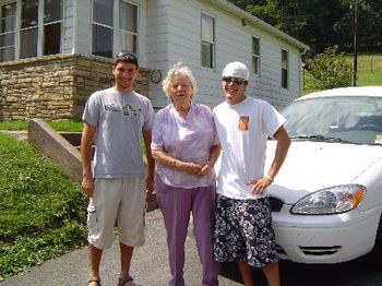 Co-songwriter Grandson Greg ("Rainy Day Blues"), Lynn's Mother (Louise Beckman), and budding songwriter / guitarist Grandson Patrick taken at Grandma Beckman's house, 2007.