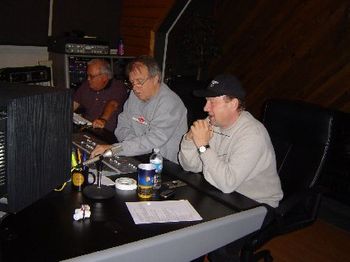 Lynn Beckman, Executive Producer; Steve Chandler, Recording & Mixing Engineer; and Ronnie Reno, Producer of Bluegrass Gospel CD, "CONNECTED: Grassland To Gloryland" Doing the Final Mix at Hilltop Stud