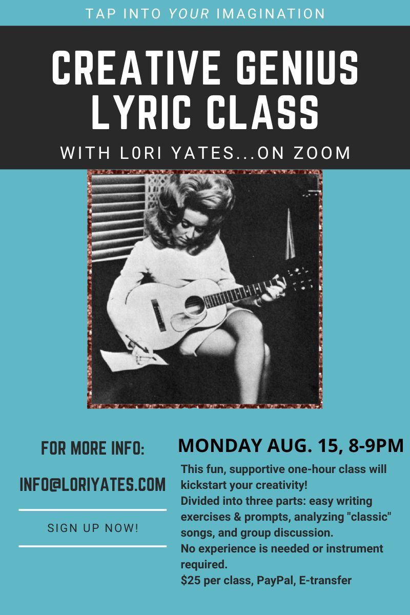 NEW! Creative Genius LYRIC writing class! Tap into the muse!