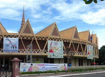 This is Chaktomuk Hall. It was designed by our visionary architect Van Molyvann some 50 years ago. It is still modern, though too small, nothing else has replaced it (and him) since. We don't have yet