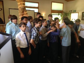 Owen_Kinney_Bar_Mitzvah_Owen_s_intro_great_DJ_DJsonaDime_051416 Owen high fives and fist bumps his buddies after he's introduced!!