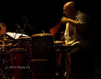 Brian Melick During Michael Benedict's Drum Battle at Cohoes Music Hall - Rock'n the Cajon as a "Kit In The Box"