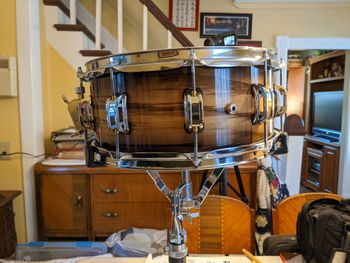 Beautiful Brazilian Drum Design by Odery Drum Company 14 x 6 Birch with Tigerwood and Clear Black Tint Coat
