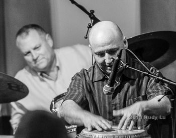 A very nice moment in time - on my way in to the infamous Van Dyke to see Mike Benedict's (L) wonderful event featuring 4 drum set players he invited me to go get a drum and sit in with them. Wow! wh
