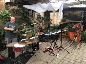 One of the most beautifully quaint and unique venues on the planet, owned and operated by the nicest and kindest souls and their staff. It is both a fully featured nursery as well as a 5 star restaurant: Origins Cafe. On this day I was very fortunate to be performing with Michael Benedict on mallets and Evan Jagels on upright bass 1 of 11