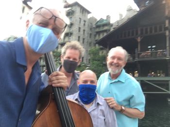 Performing on the Dock for Guests at the famed Mohonk Mountain House with Big Joe & the LoFi's L to R Robert Bard, Mark Dziuba, Me, Big Joe Fitz