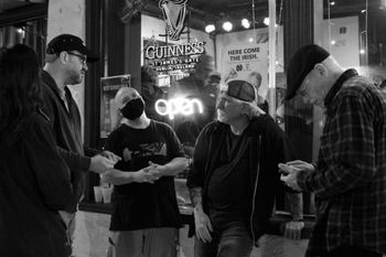 Scott Hopkins Me Kevin McKrell and Frank Orsini outside the Parting Glass 2022 St Patricks Day Celebration with The McKrells photo by Joy Derby 1 of 9