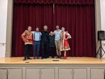 Golfstrom: Jon Greene, Bobby Kendall, Me, Brad Brose & Russion Dancers: L - Vladimir & R - Deanna Netekin