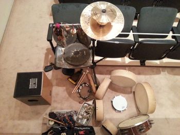One of the many percussion configurations I have used to work with the prolific choreographer; Ellen Sinopoli