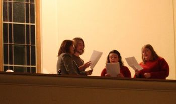 Verbum Patris Humanatur, O, O! (pictured: Angela Mariani, Ryan Best, Bridgette Mireles, Kendra Shute Verbum Patris Humanatur, O, O! (pictured: Angela Mariani, Ryan Best, Bridgette Mireles, Kendra Shute)