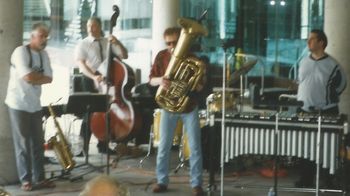 Blue Monday at Hart Plaza - Early 1990's (2): Steve Wood, Ken Kellet, Brad, Ron Jackson (Hidden), Rob Pipho