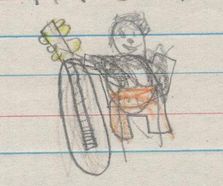 Child's drawing of a bass player